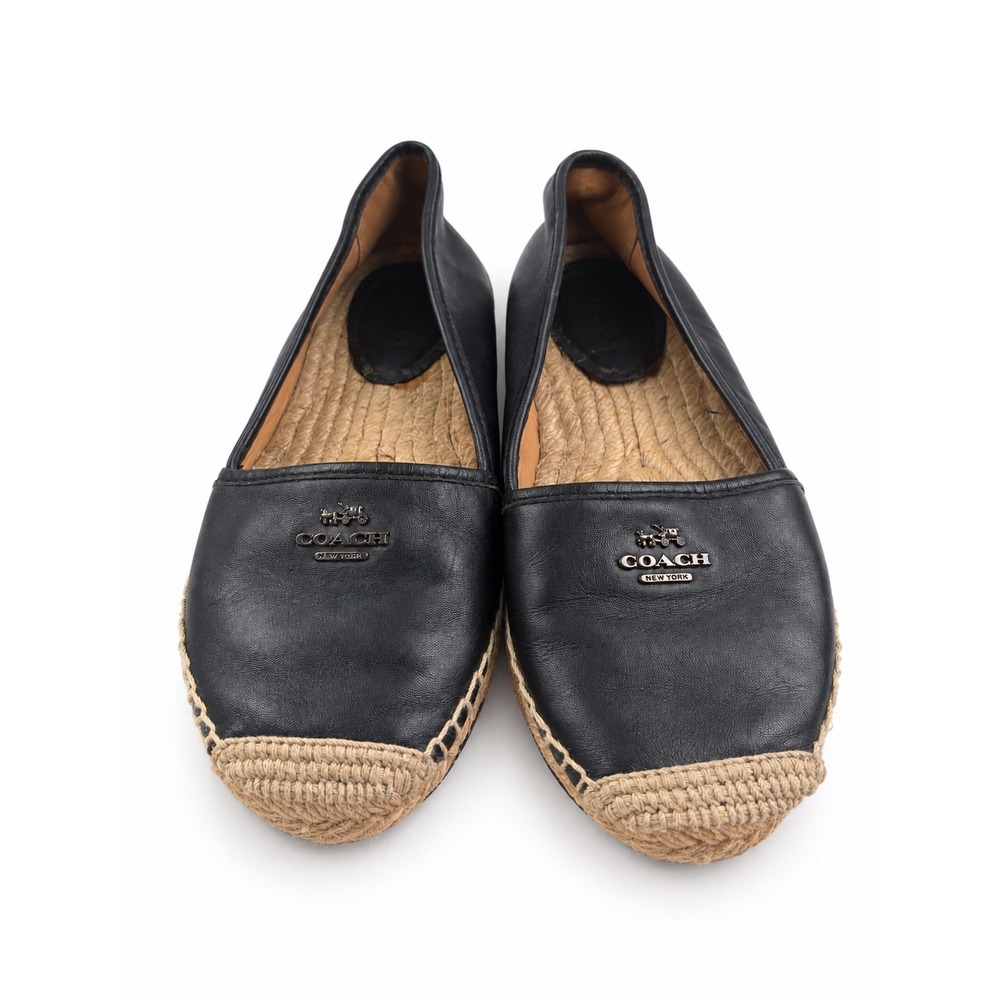 Coach Rhodelle Vintage Y2K Black Leather Espadrille Flats Women's Size 6